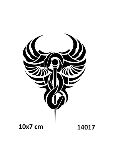 Airbrush Tattoo Yılanlı Kanat Yapışkanlı Stencil Süsleme Ve Boyama Kalıbı
