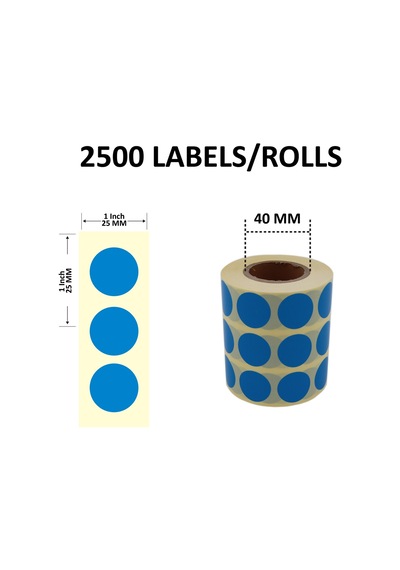 Renkli Kuşe Rulo Çap Etiketi 25mm X 25mm 2500 Adet Yan Yana 3 Lü