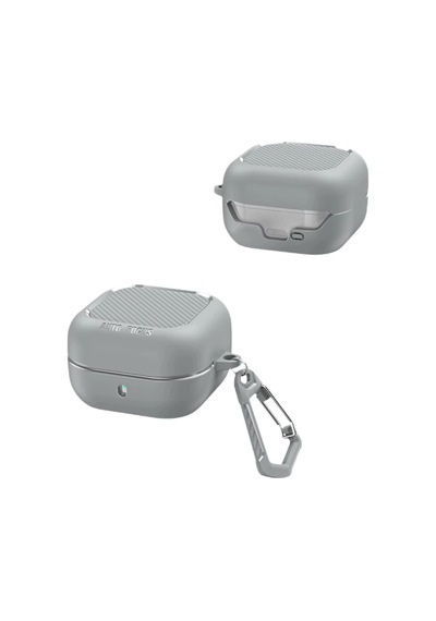 Samsung Galaxy Buds 4 / Buds 4 Pro Uyumlu Karbon Fiber Hybrid Polymer Technology Darbeye Dayanıklı Kulaklık Kılıfı Gri