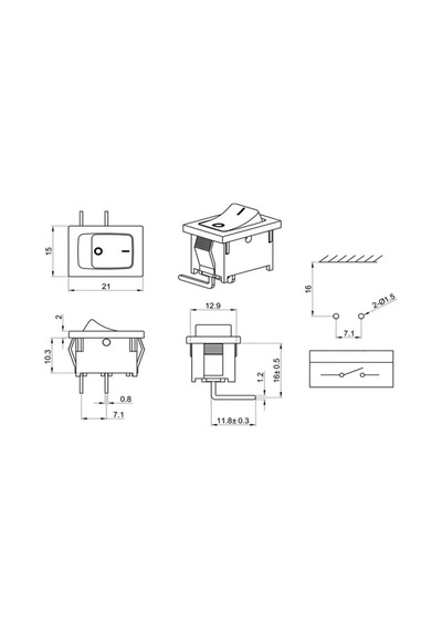 Ic-120d Mini Işıksız Anahtar İğne Bacak 90 Derece On-off 2p