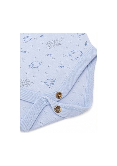 H&c Coolboy H&c Bebek Kolsuz Çıtçıtlı Body Zıbın %100 Pamuk Jakarlı Kuzu Desenli Mavi Kuzulu
