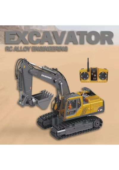 Uzaktan Kumandalı Metal Alaşımlı Mühendislik Serisi Excavator 14 Kanallı 40868 Sarı