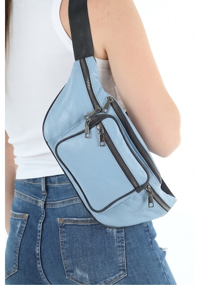 Nahitatyana Unisex Bebe Mavisi Çok Cepli Hakiki Deri Freebag Bel Çantası Ve Omuz Çantası Bebe Mavisi - 121763658 Bebe Mavisi