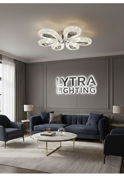Damla Model 6 "lı Gümüş 3 Renk Modu Ledli Modern Tavana Sıfır Salon Mutfak Yatak Odası Led Avize Altın