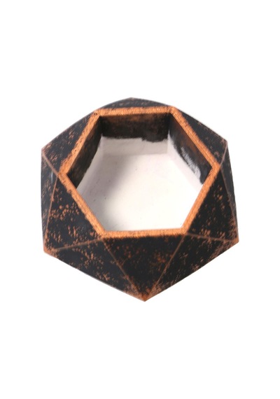 Yapay Çiçek Deposu Handmade Beton Saksı 10.6 Cm Model-11 Siyah-bakır Yaldızlı