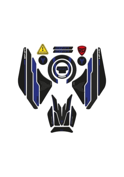 Yamaha Mt-07 2021-2023 Uyumlu Tank Pad Seti Mavi Siyah Redlinegrafik