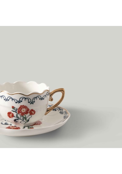 Linens Kael Porselen 4'lü 90 Ml Kahve Fincan Takımı Renkli Çok Renkli
