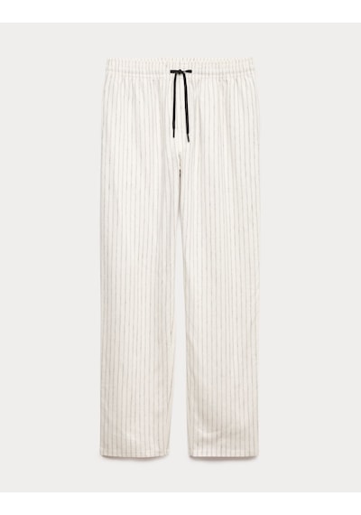 Marks & Spencer Autograph Keten Karışımlı Pijama Altı T07001339a Krem