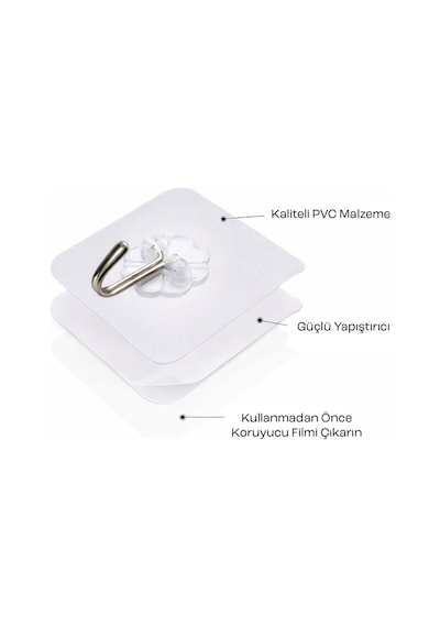 1 Adet Şeffaf Yapışkanlı Kanca Güçlü Kendinden Yapışkanlı Duvar Askısı Banyo Mutfak Kapı Askılık Diğer