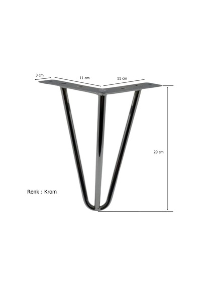 4 Adet Çubuk Ayak Metal 20 Cm Krom Mobilya Koltuk Ayağı Krom