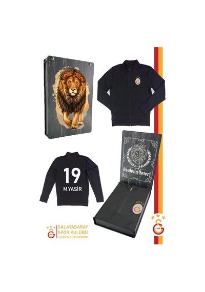 Galatasaray Orijinal Siyah Balıkçı Yaka Kişiye Özel Sweat Kutulu Siyah