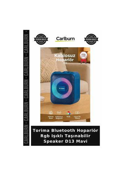 Torima Bluetooth Hoparlör Rgb Işıklı Taşınabilir Speaker D13 Mavi Genç Odası Müzik Ses Cihazı