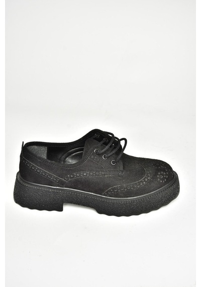 Fox Shoes T996199002 Siyah Süet Kalın Tabanlı Kadın Ayakkabı Siyah-süet Siyah