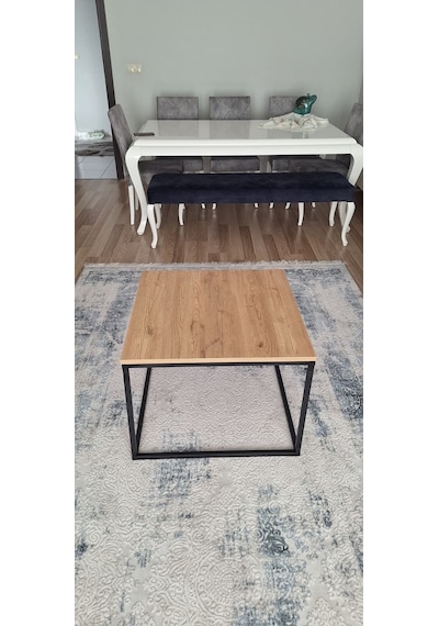 Rafadi Modern Orta Sehpa Salon Oturma Odası Orta Sehpa Metal Ayaklı Atlantik Çam