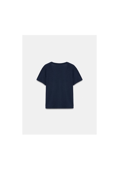 Dilvin 32847 Lyocell Karışımlı V Yaka T-shirt-k.lacivert-16457
