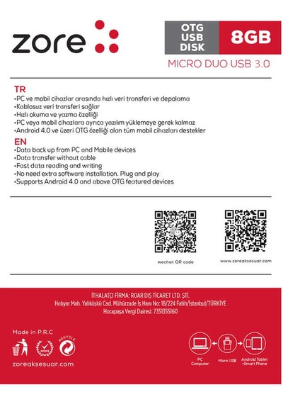 Zore 3.0 Micro Metal Otg 8 Gb