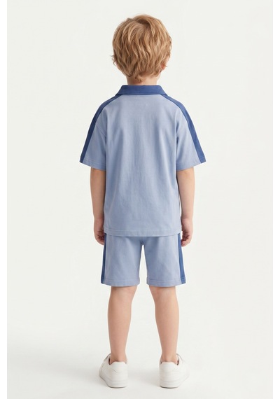 Mnk Baby & Kids Erkek Çocuk Baskılı Kısa Kollu Şortlu 2li Takım M00831 Mavi