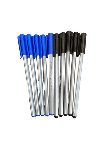 Pensan Triball Tükenmez Kalem 1.0 Mm Mavi Ve Siyah 10'lu Set Karışık Renk Ballpoint Pen -