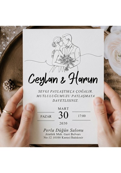 50 Adet Özel Tasarım Davetiye Düğün Nişan Söz