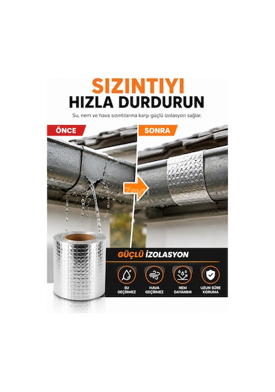 72 Mm X 2 Metre Sakız Sızdırmaz Bant Butil Alüminyum İzolasyon Bandı Su, Nem Ve Hava Sızıntı Tamir Bandı