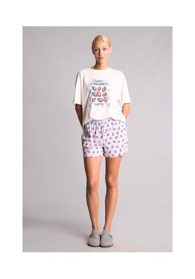 Defacto Regular Fıt Kısa Kollu 2li Açık Mavi Şortlu Pijama Takımı H6378ax26hsbe250 Mavi-be250