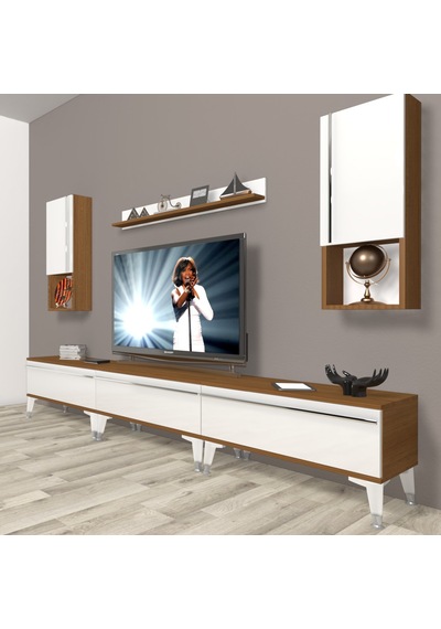 Decoraktiv Eko 270ta Mdf Silver Tv Ünitesi Tv Sehpası Ceviz - Beyaz