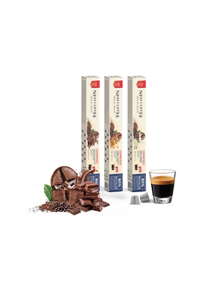 Nish Coffee Aromalı Kapsül Kahve 3'lü Set Karamel-vanilya-çikolata - 30 Adet Kapsül Kahve