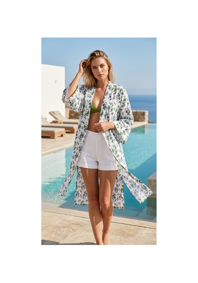 Lila Mare Muslin Kimono Renkli Renkli