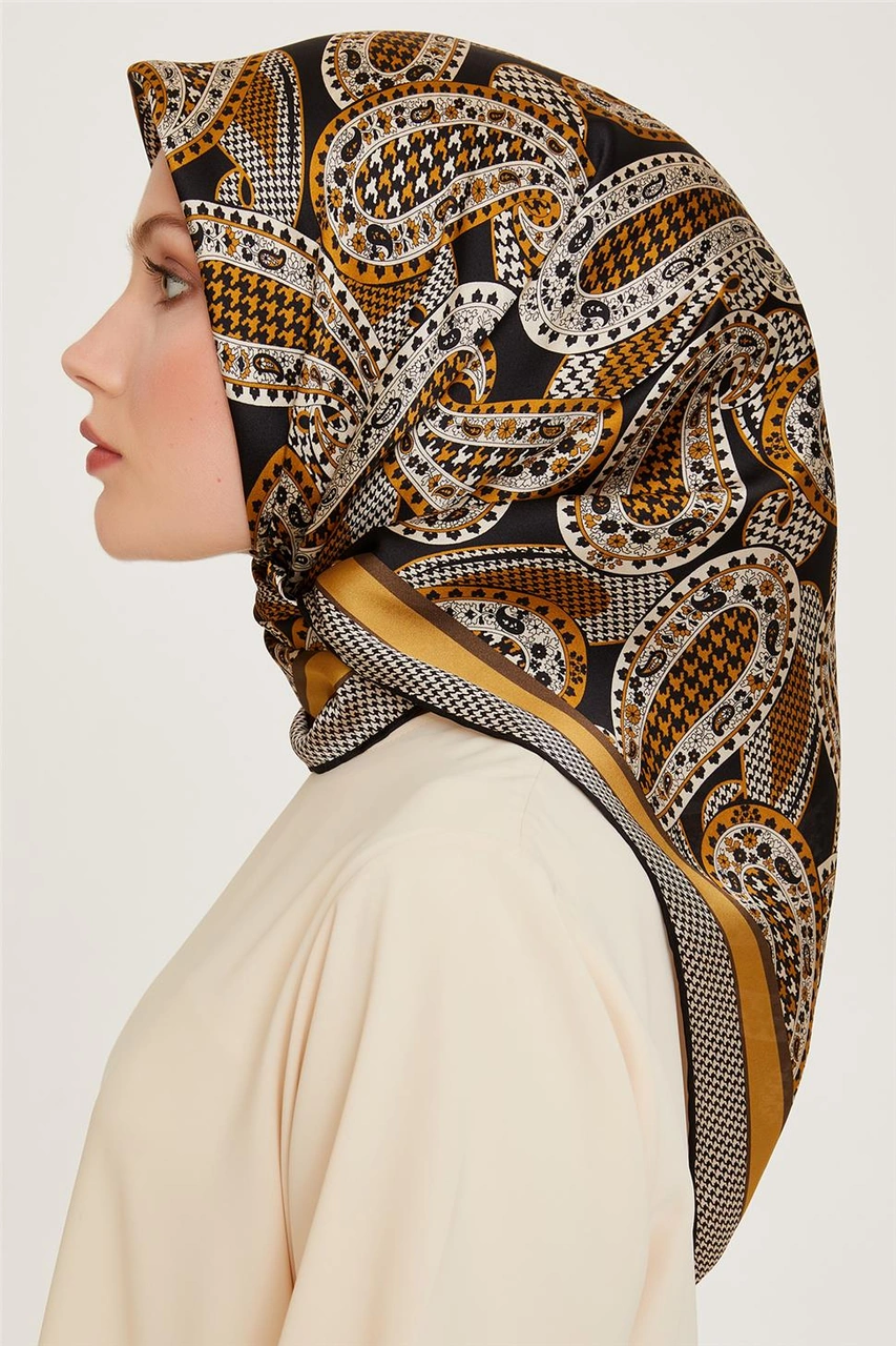 Armine Etnik Desenli Twill Saf İpek Eşarp 9208d 32 Çok Renkli