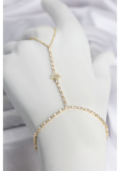 Gold Renk Pirinç Zirkon Taşlı Yıldız Model Şahmeran Çok Renkli 76037457