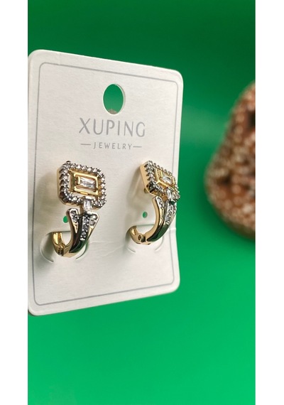 Xuping Rose Gold Baget Zirkon Taşlı Çelik Kadın Küpe Gold