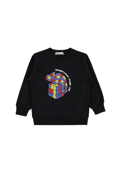 Civil Boys Zeka Küpü İguana Baskılı 2-5 Yaş Sweatshirt - Siyah
