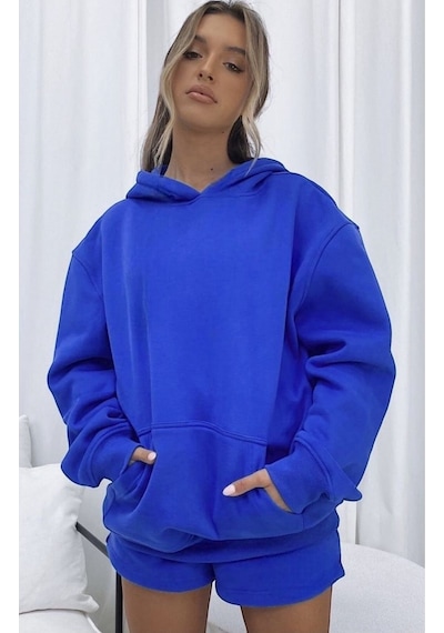 Benroma 3 İplik Penye Unisex Oversize Kalıp Sweatshirt Saks1