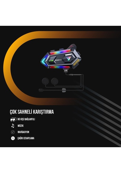 2 Adet Y20 Max Telsiz Özellikli 5.3 Motosiklet Kask Kulaklık Intercom Rgb Motorsiklet Interkom