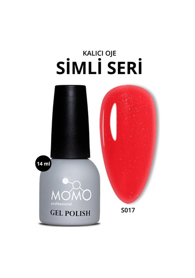 Momo Professional Kalıcı Oje S017 Hafif Simli Kırmızı 14 Ml