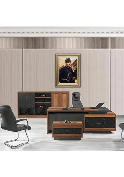 Çerçeveli Deri Atatürk Tablosu 45 Çerçeveli Tablo 61x81 Cm Diğer