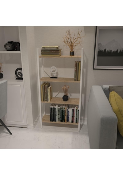 Dekoratif Kitaplık Ahşap Çok Amaçlı Raf Mini Kİtaplık Beyaz
