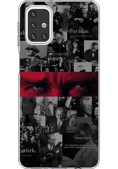 Samsung Galaxy M31s Uyumlu Atatürk Gözler Tasarım Baskılı Silikon Kılıf Renkli