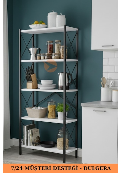 Çok Amaçlı Mutfak Rafı 5 Katlı Metal İskeletli Modern Erzak Dolabı Düzenleyici Raf Ünitesi Beyaz Çok Amaçlı Mutfak Rafı 5 Katlı Metal İskeletli Modern Erzak Dolabı Düzenleyici Raf Ünitesi Beyaz