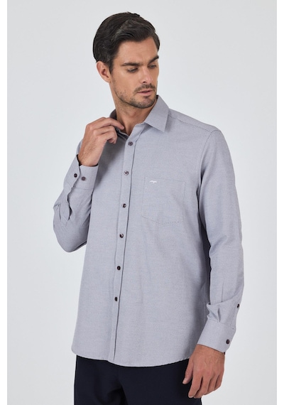 İmza Bordo Sert Yaka Kendinden Desenli Classic Pamuklu Comfort Fit Gömlek 1004250219 Bordo