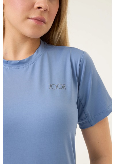 Zoor Kadın Kısa Kol Compression Fitness Gym Spor Body Tshirt Mavi