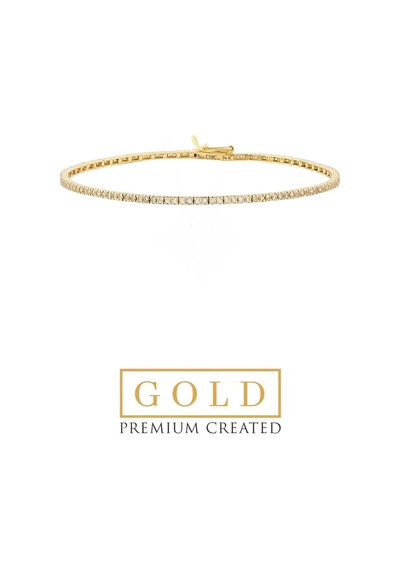 Sarı Altın Sertifikalı Premium Created Taşlı 18 Cm Su Yolu Bileklik