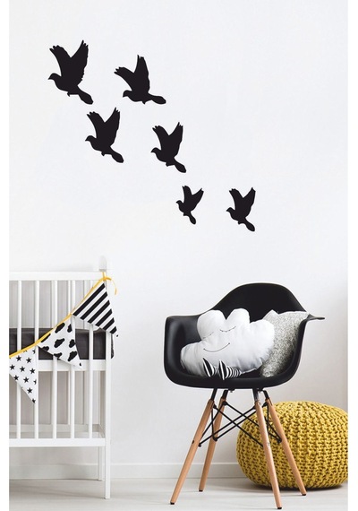 Kuşlar Duvar Sticker 6 Lı - Home Sticker - Duvar Sticker Siyah