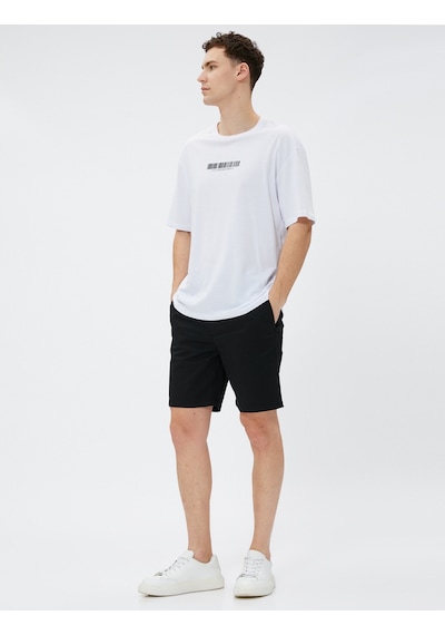 Koton Chino Şort Beli Bağlamalı Cepli Pamuklu Siyah 3sam40123hw 3SAM40123HW999 Siyah