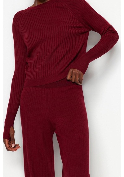 Ersefa Tarz Kadın Modern Moda Normal Bel Boru Paça Bisiklet Yaka Basic P bordo Ersefa Tarz Kadın Modern Moda Normal Bel Boru Paça Bisiklet Yaka Basic P bordo