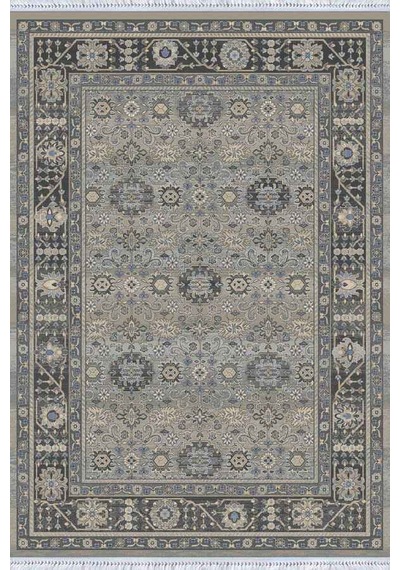 Gri Çerçeveli Dokuma Pamuk Tabanlı Kaymaz Kilim Klm179n11