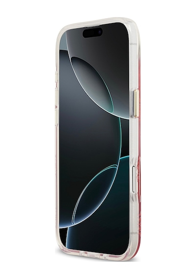 Apple Uyumlu iPhone 17 Air Kılıf Guess Lisanslı M-safe Özellikli Simli Peony Desenli Silikon Kapak Pembe Pembe