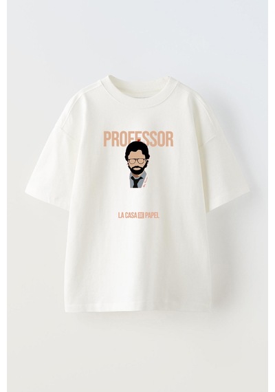 Thewert Unisex Professor La Casa De Papel Tasarım Baskılı Pamuk Beyaz Oversize T-shirt