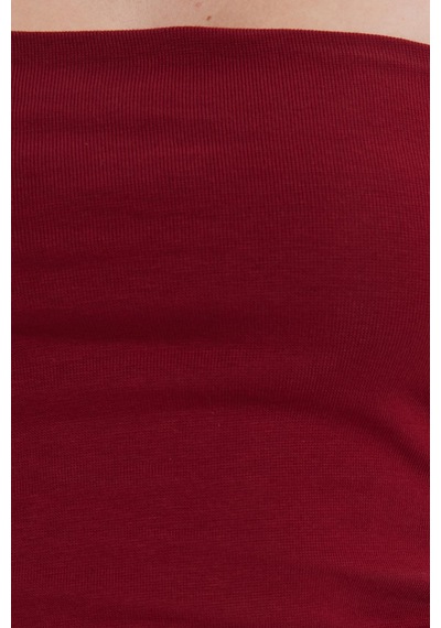 Tudors Kadın Slim Fit Dar Kesim Pamuklu Straplez Bordo Bluz-38844 Bordo