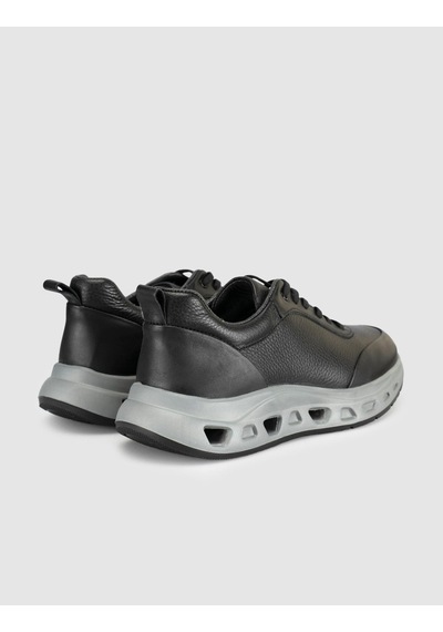 Cabani Hakiki Deri Erkek Hafif Taban Sneaker Ayakkabı Siyah